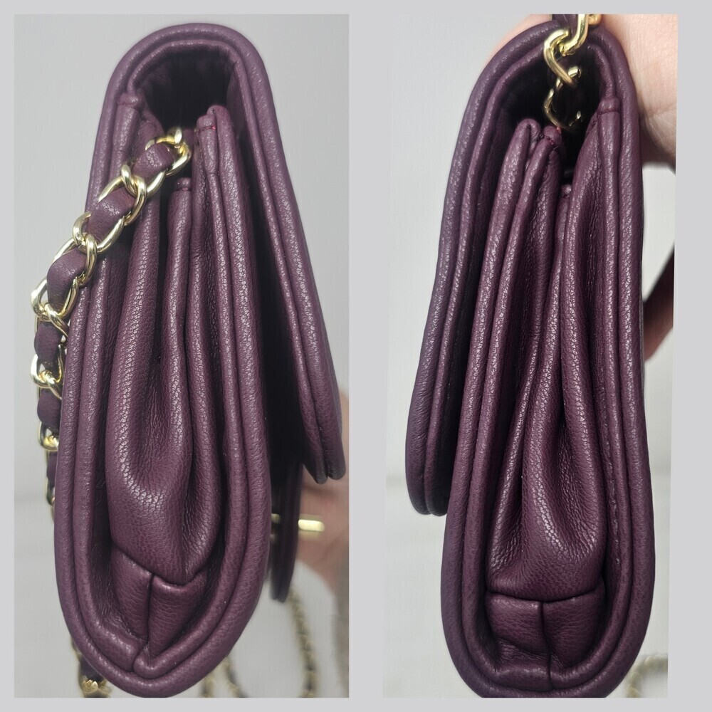 Purple Quilted Faux Leather Shoulder Bag Chain Crossbody Classic Flap Style Gold - Picture 8 of 10